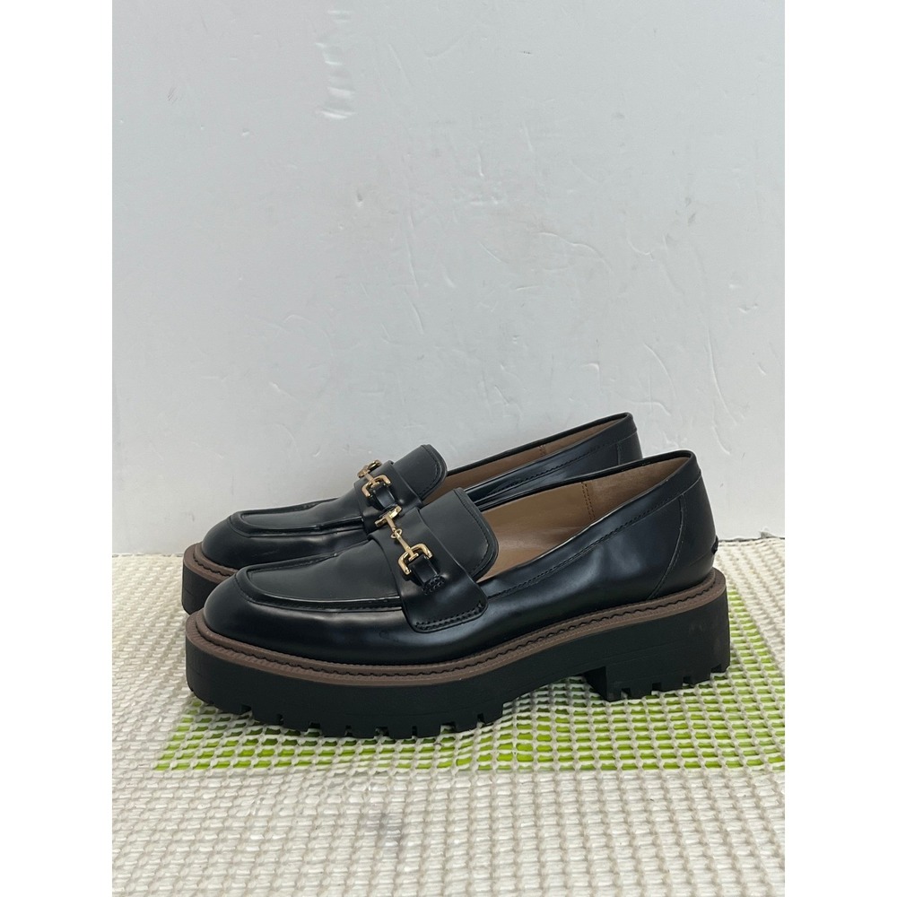 Sam Edelman Casey Bit Loafers Women's 7 Black Leather Lug Sole Platform GOOD